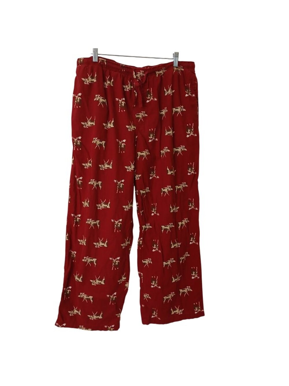 Merona Mens Large L  36-38 Red Moose Print Cotton Pajama Lounge Pants EI-12